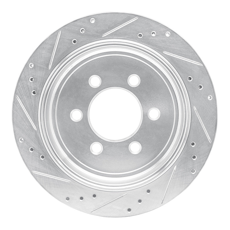 R1 07-17 Ford Expedition Rear Right Drilled & Slotted Silver Brake Rotor