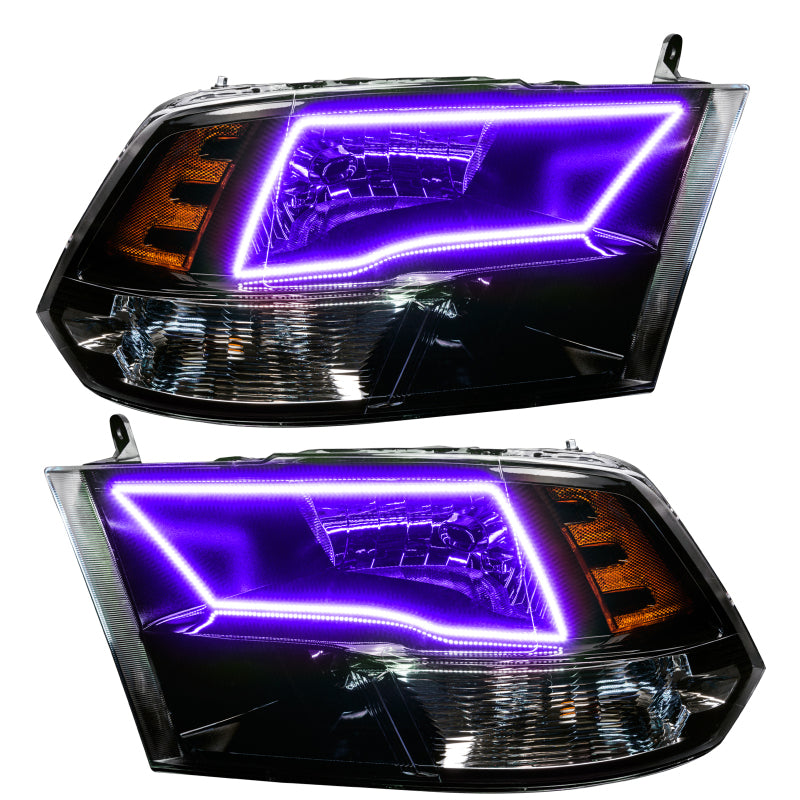 Oracle 09-17 RAM 1500 TRX/SLT Quad Pre-Assembled Headlights - Blk Housing - ColorSHIFT