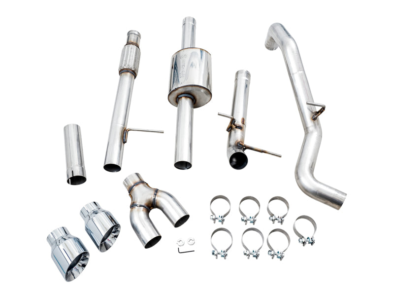 AWE Tuning 4th Gen GM 1500 5.3L 0FG Cat-Back Dual Side Exit (Flat Bumper) - Chrome Tips