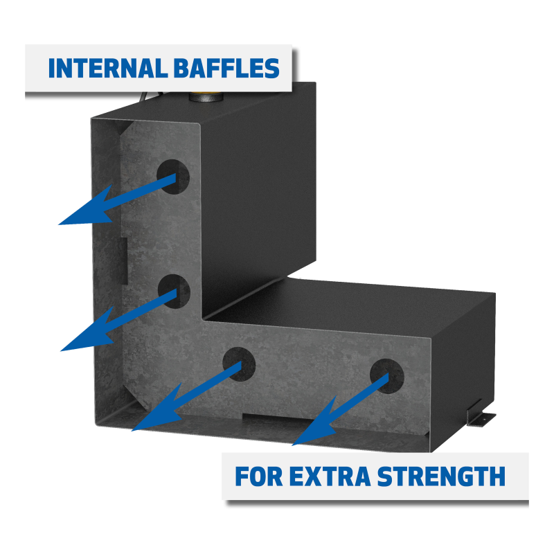 UWS Matte Black Hammerhead-Style 100-Gallon L-Shape Steel Transfer Tank Model ST-100HH-MB
