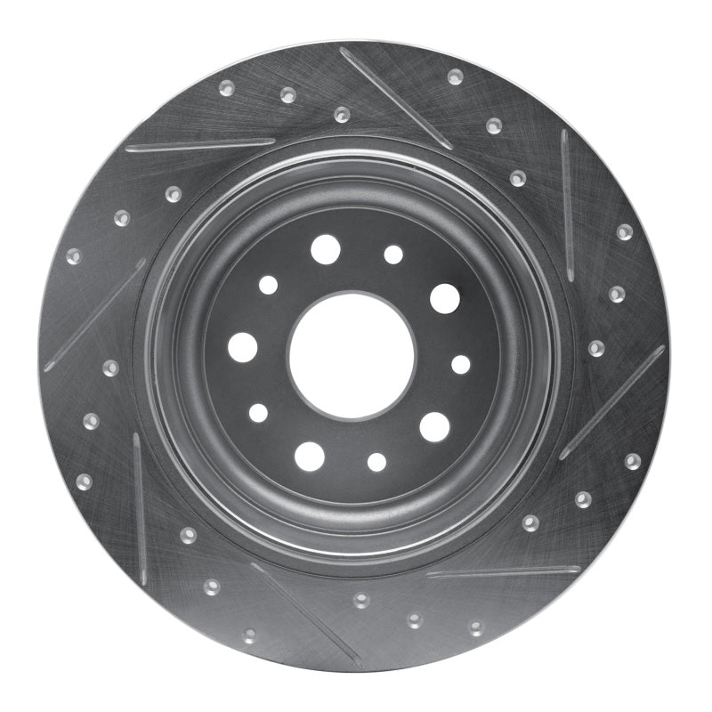 R1 18-25 Jeep Wrangler Rear Left Drilled & Slotted Silver Brake Rotor