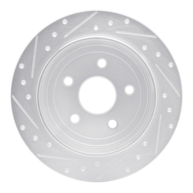 R1 2007-2018 Jeep Wrangler Rear Right Drilled & Slotted Silver Brake Rotor
