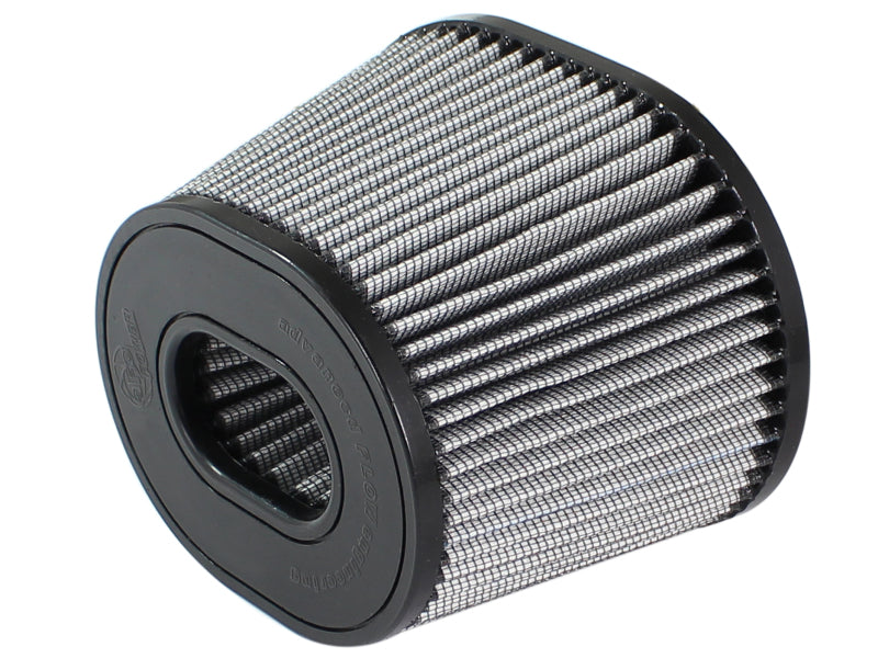 aFe MagnumFLOW Pro DRY S intake replacement filter with a conical design, featuring a durable mesh exterior for enhanced airflow.