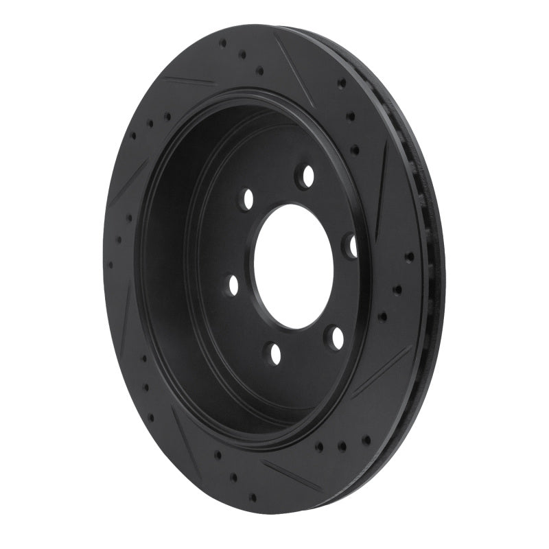 R1 07-17 Ford Expedition Rear Left Drilled & Slotted Black Brake Rotor