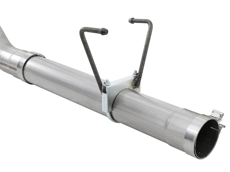 Large Bore-HD DPF-Back exhaust system for Dodge diesel trucks 07.5-12 L6-6.7L, featuring stainless steel construction and mounting hardware.