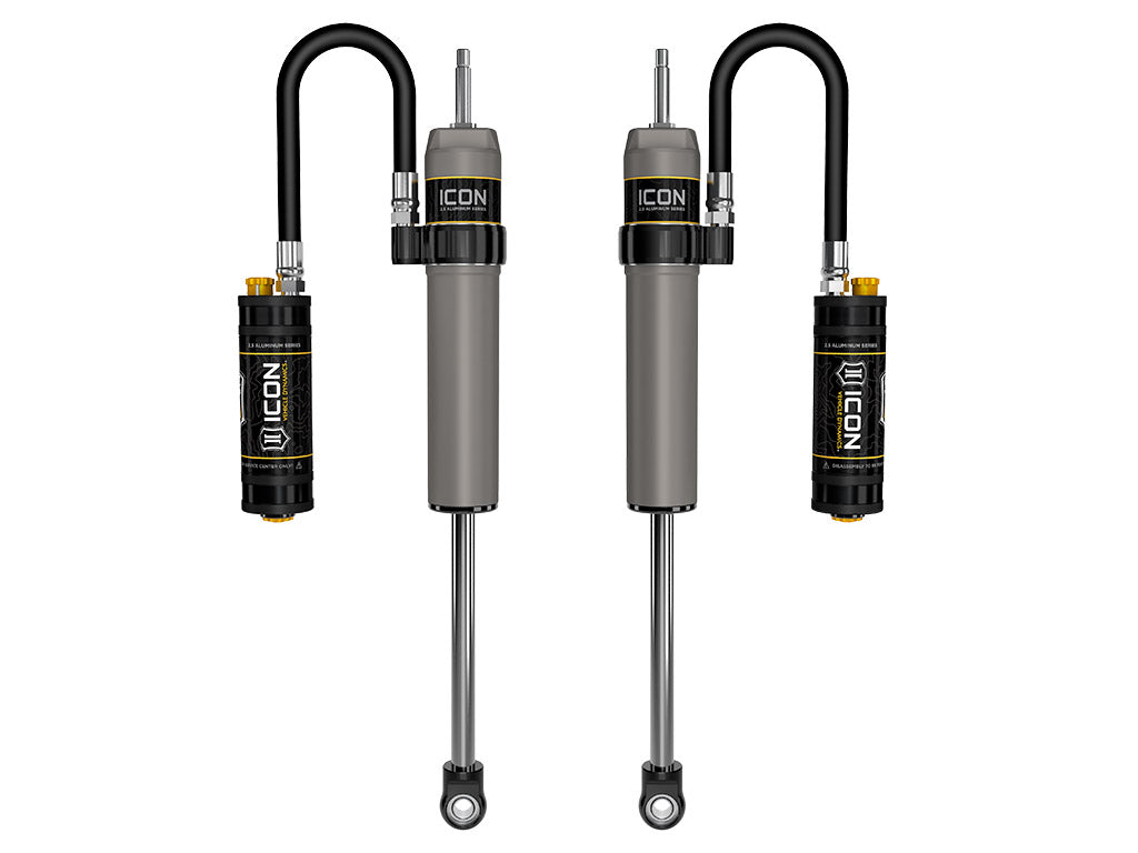 ICON 2005-2025 Ford Super Duty 4WD, 0-2.5” Lift, Front, V.S. 2.5 Aluminum Series Shock Absorbers, Remote Reservoir w/ CDCV, Pair