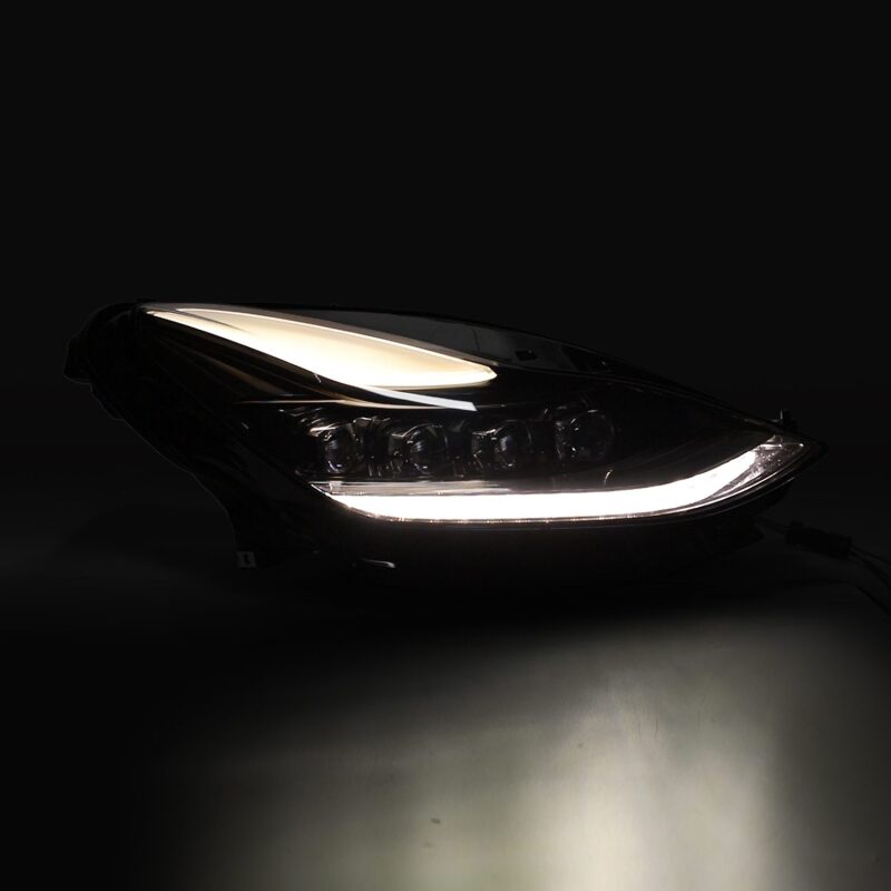 AlphaRex NOVA-Series LED projector headlights for 2017-2022 Tesla Model 3 and 2020-2023 Model Y in black finish.