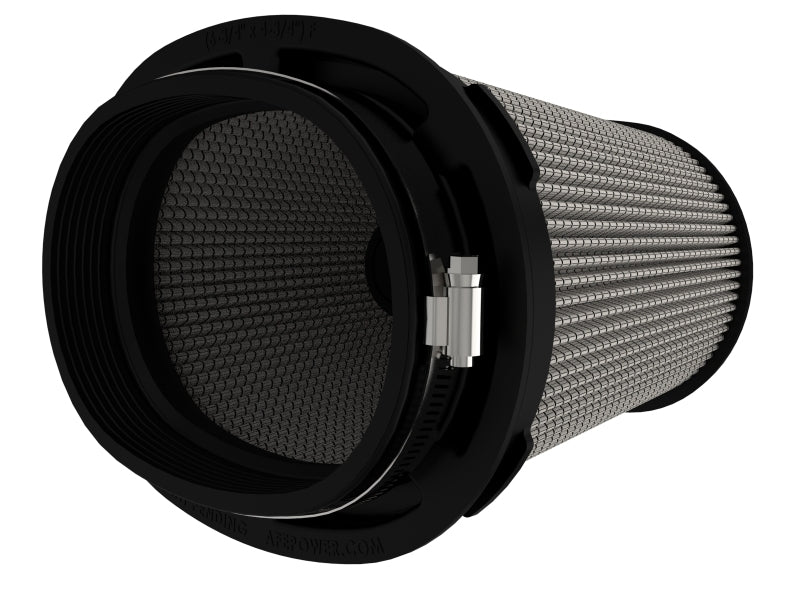 afe Momentum Intake replacement air filter featuring a cylindrical design with a mesh filter element, ideal for enhanced airflow.
