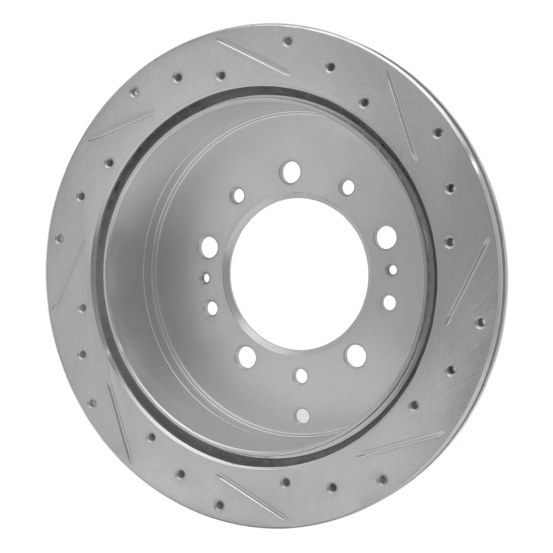 R1 17-21 Toyota Land Cruiser Rear Left Drilled & Slotted Silver Brake Rotor