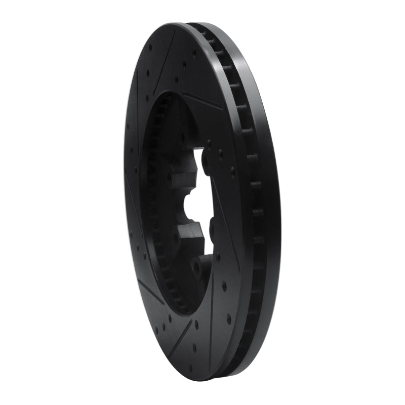 R1 09-12 Chevrolet Colorado Front Right Drilled & Slotted Black Brake Rotor