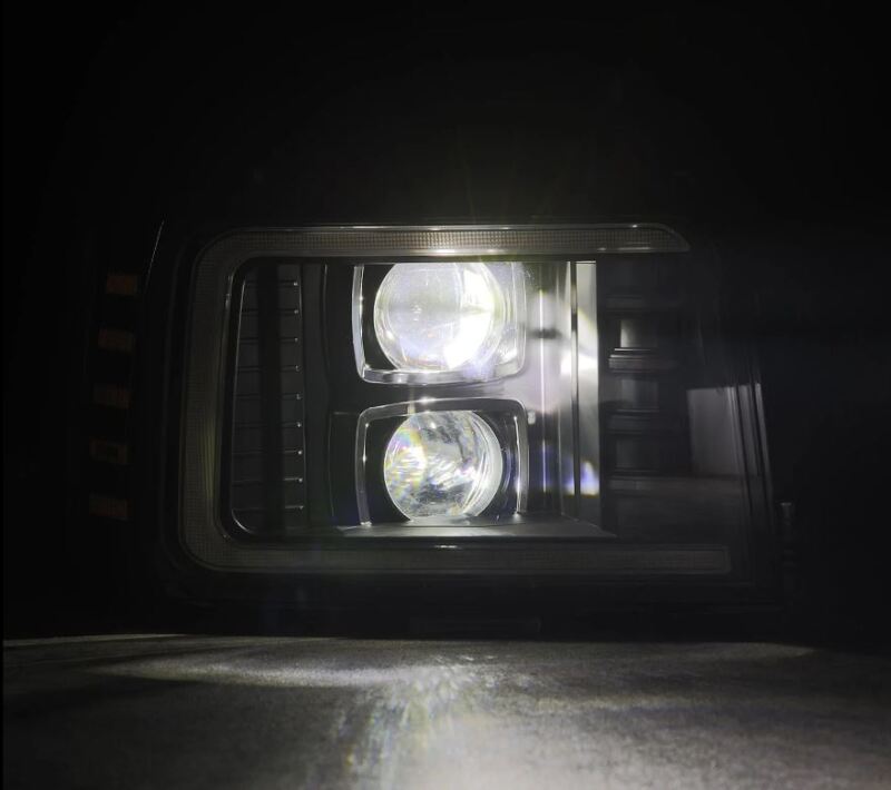 AlphaRex LUXX-Series projector headlights for 92-96 Ford F-Series/Bronco with sequential signal and daytime running lights.