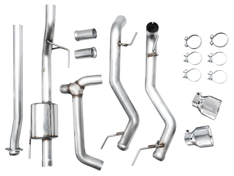 AWE Tuning 2021+ Ford F150 Tremor w/ Bumper Cutouts 0FG Non-Resonated Cat-Back w/ Chrome Silver Tips