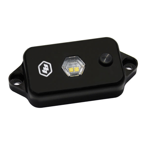 Baja Designs LED dome light with switch in black, featuring a compact design and bright white LED for illumination.