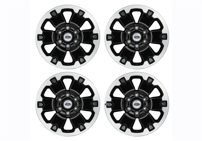Ford Racing 19-21 Ranger 18x8in 4 Wheel Kit w/TPMS - Gloss Black w/ Machined Face