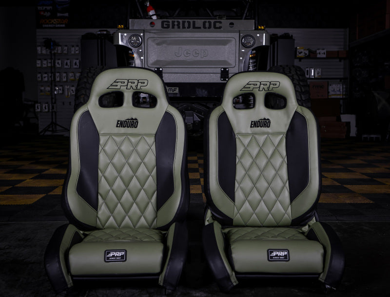 PRP EnduroTrek Reclining Suspension Seats Kit for Jeep Wrangler JK/JKU (Pair) - Black