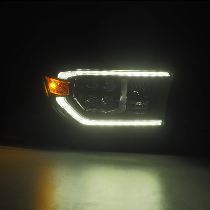 AlphaRex NOVA LED projector headlights for 07-13 Toyota Tundra and 08-17 Sequoia with sequential turn signal and DRL.