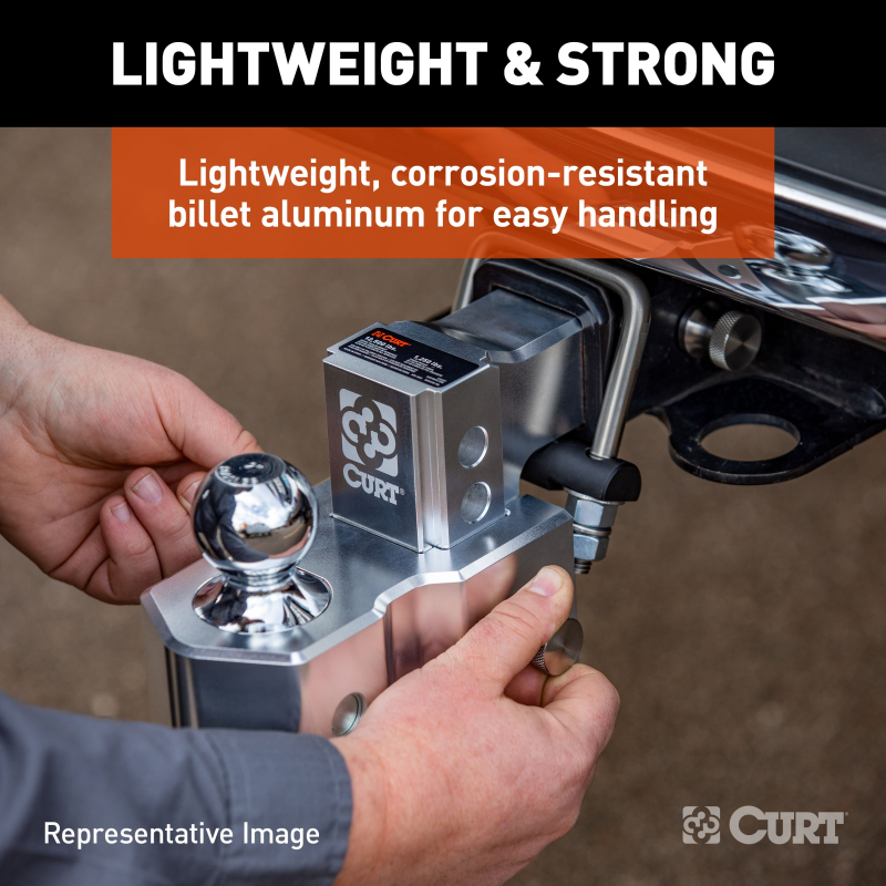 CURT AlumaLite Adjustable Aluminum Hitch with Dual Ball, 7-1/2" Drop Model 45365