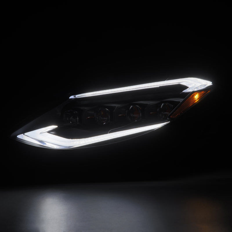 AlphaRex NOVA-Series LED projector headlights for 2023-2024 Nissan Z featuring black housing, activation light, and sequential signal.