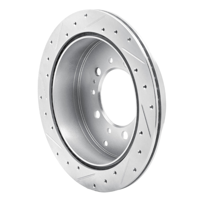 R1 17-21 Toyota Land Cruiser Rear Right Drilled & Slotted Silver Brake Rotor