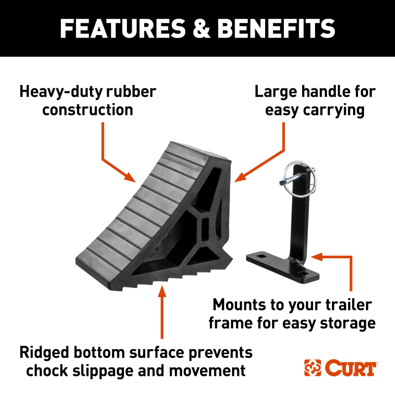 CURT HD Wheel Chock with Mounting Bracket Model 22803