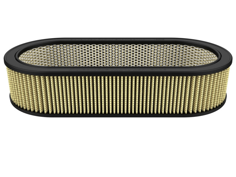 Custom air filter by AFE Magnum FLOW, measuring 18-1/8 inches long, 7-1/4 inches wide, and 4 inches high, featuring expanded metal.