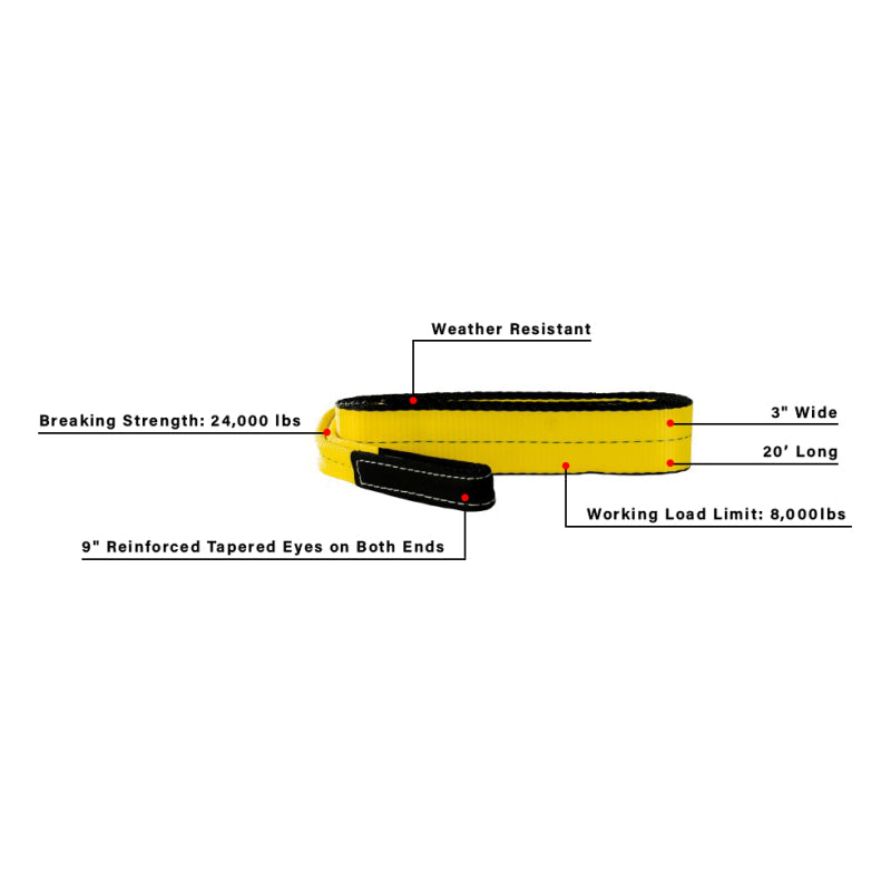 BulletProof Hitches Heavy Duty 3" Tow Strap Model HDTOWSTRAP