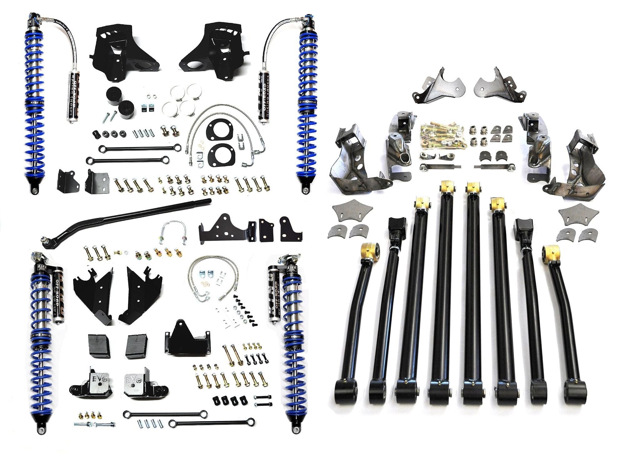 JK JKU EVO 3-5 INCH Lift KING COILOVER CONVERSION HIGH CLEARANCE LONG ARM PRO SUSPENSION (BLACK) JEEP WRANGLER 2 DOOR AND 4 DOOR 2007-2018