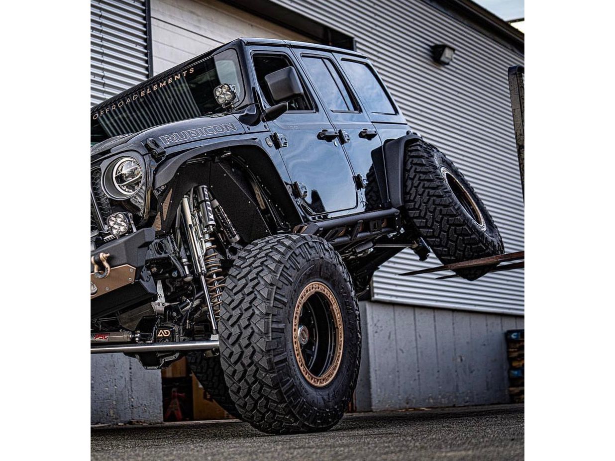 JLU Diesel KING Front 2.5 Inch Double Throwdown Rear 2.5 Inch Coilover Bypass HC Long Arm PRO PLUS, BLACK, 4 Door