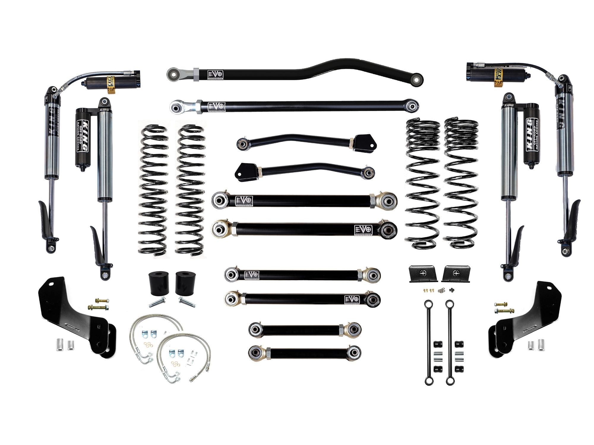 VARIANT EVO-3061S4HDPKB STAGE 4 Overland King 2.5” Shocks Custom Black Front / Rear Track Bars