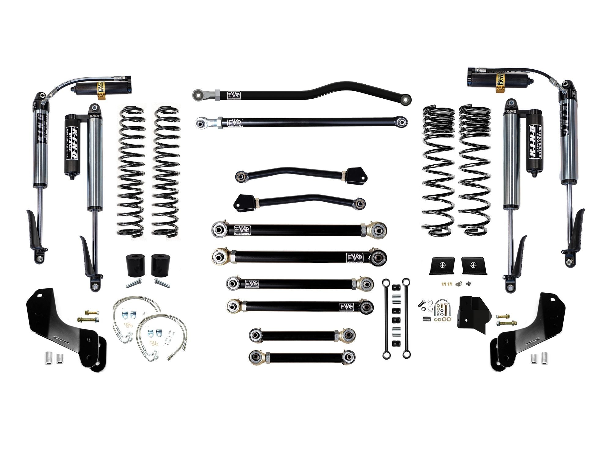 VARIANT EVO-3063S4DPKB STAGE 4 Overland King 2.5” CUSTOM BLACK Shocks Front / Rear Track Bars