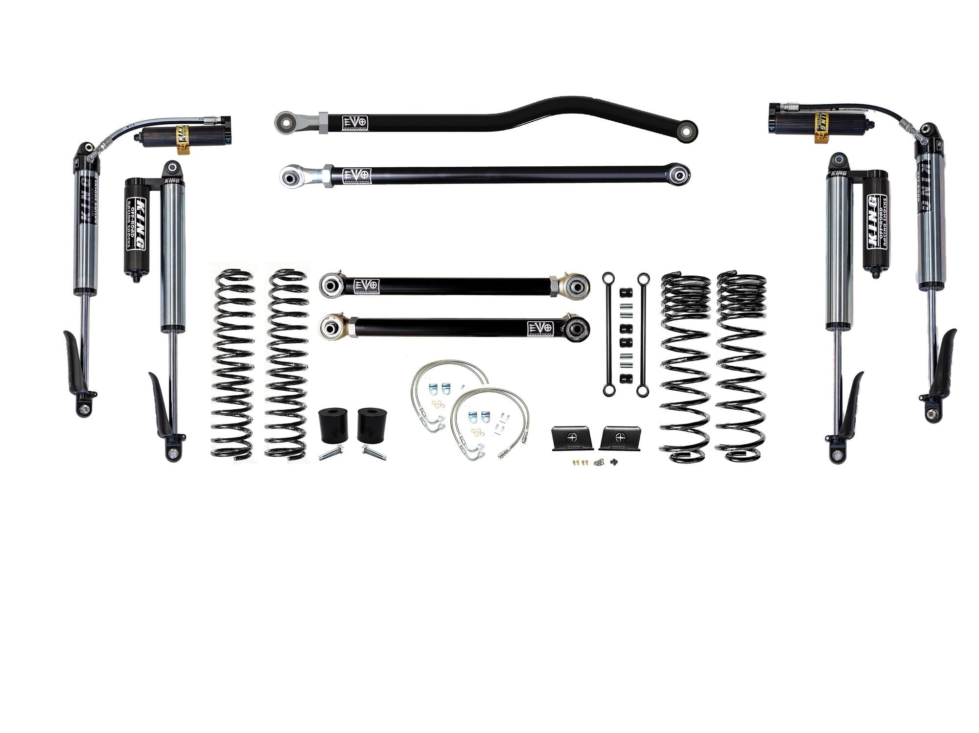VARIANT EVO-3060S2HDPKB STAGE 2 King 2.5” Shocks Custom Black Front / Rear Track Bars