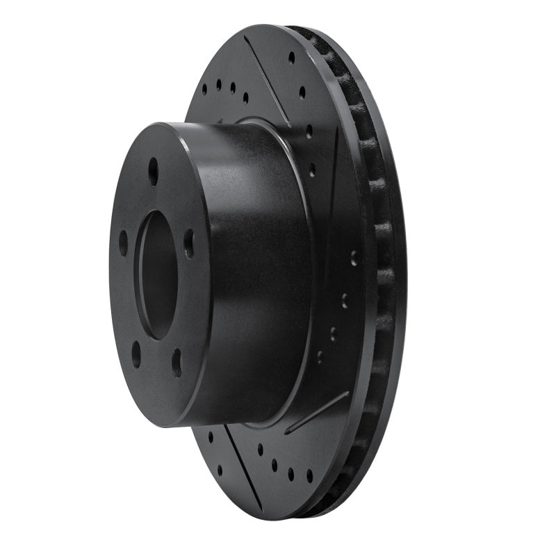 R1 90-99 Jeep Cherokee Front Right Drilled & Slotted Black Brake Rotor