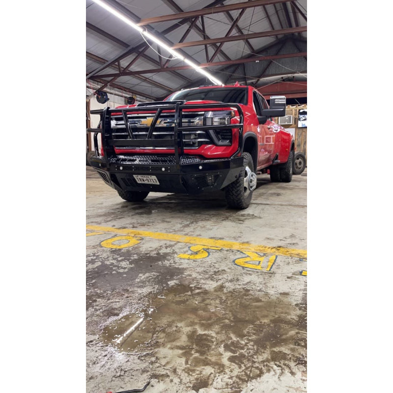 Bodyguard T2 Front Extreme - Sensor Cutouts Factory Fog Cutouts Receiver Skid Plate W/ Mesh Grille No Camera Harness Gloss Black Powder Coat Model EEC24BYHGMN