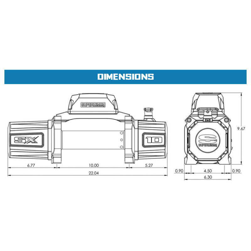 Superwinch 10000 LBS 12V DC 3/8in x 80ft Synthetic Rope SX10SR Winch - Semi Gloss Black