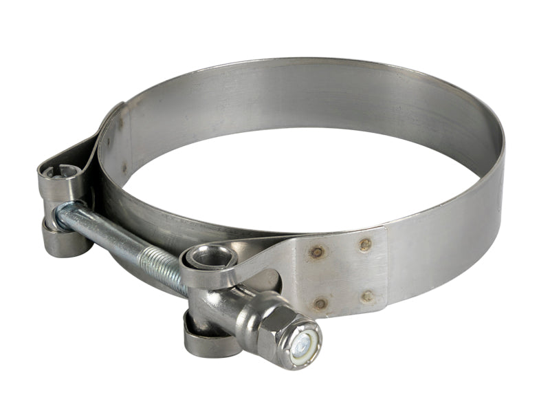 AFE Magnum FORCE T-Bolt clamp kit designed for 3-5/16 inch to 3-9/16 inch ID range, featuring durable stainless steel construction.