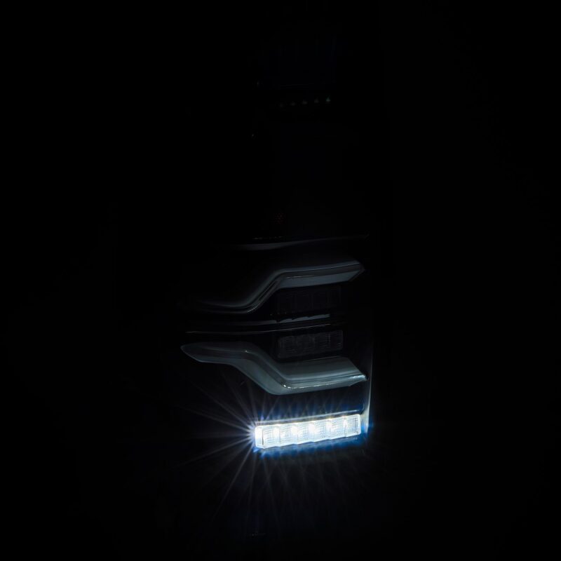 AlphaRex LUXX LED taillights for 14-21 Toyota Tundra in black with sequential signal and active lighting features.