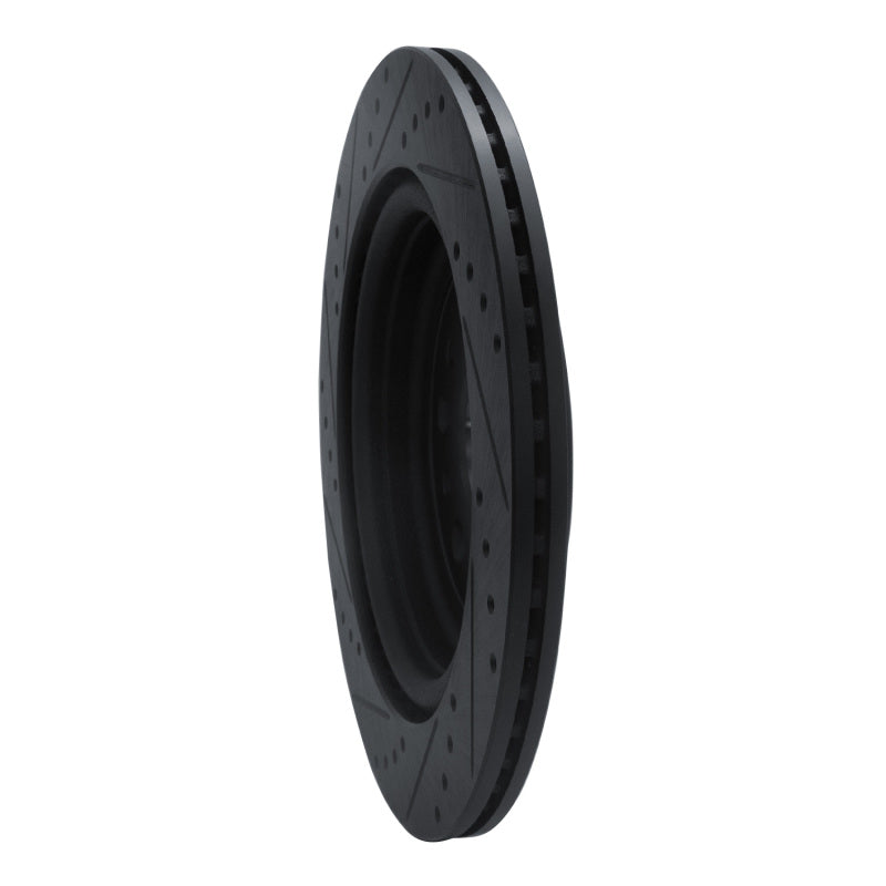 R1 19-25 Ram 1500 Rear Right Drilled & Slotted Black Brake Rotor