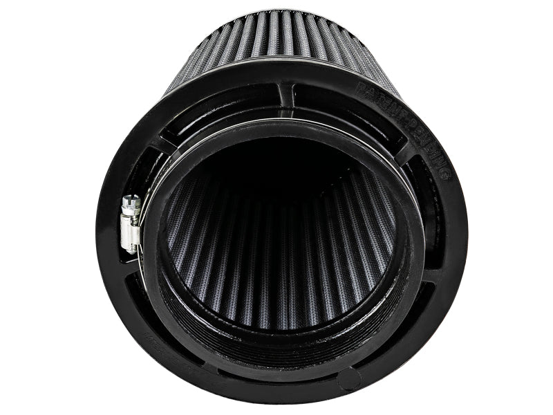 Replacement air filter for AFE Momentum Intake, featuring a cylindrical design with a black pleated filter element.