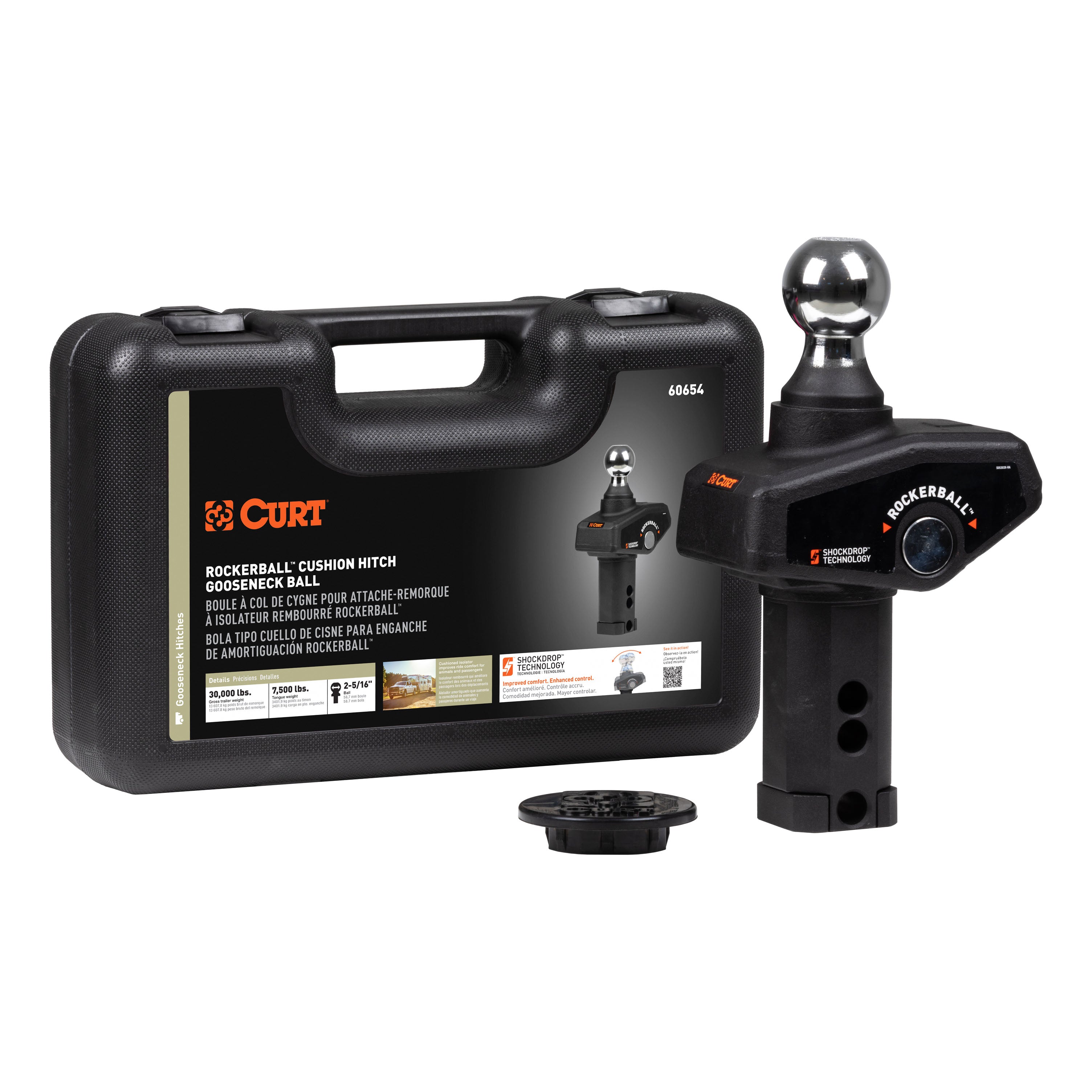 CURT RockerBall 2-5/16-Inch Cushion Hitch Gooseneck Ball, 30,000 lbs Model 60654