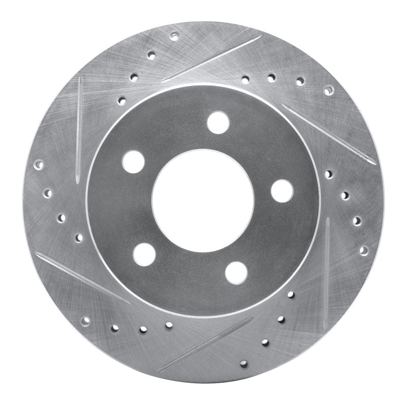 R1 90-99 Jeep Cherokee Front Left Drilled & Slotted Silver Brake Rotor
