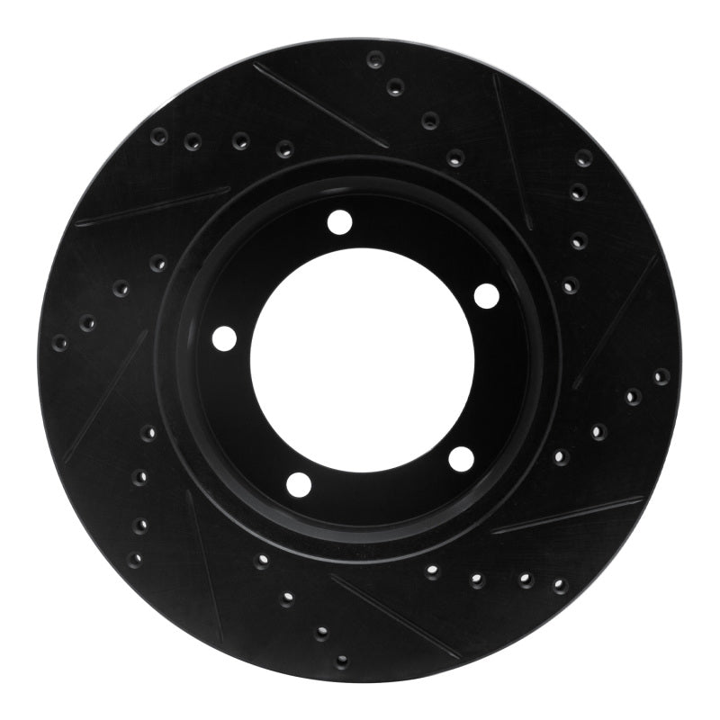 R1 98-07 Lexus LX470 Front Left Drilled & Slotted Black Brake Rotor