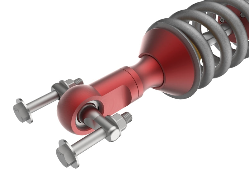 afe Sway-A-Way coilover for Ford Bronco 21-24 featuring a red anodized finish and adjustable mounting hardware.