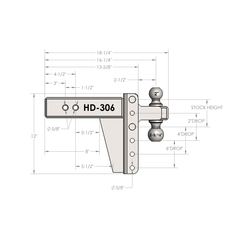 BulletProof Hitches 3.0" Heavy Duty 6" Drop/Rise Hitch Model HD306