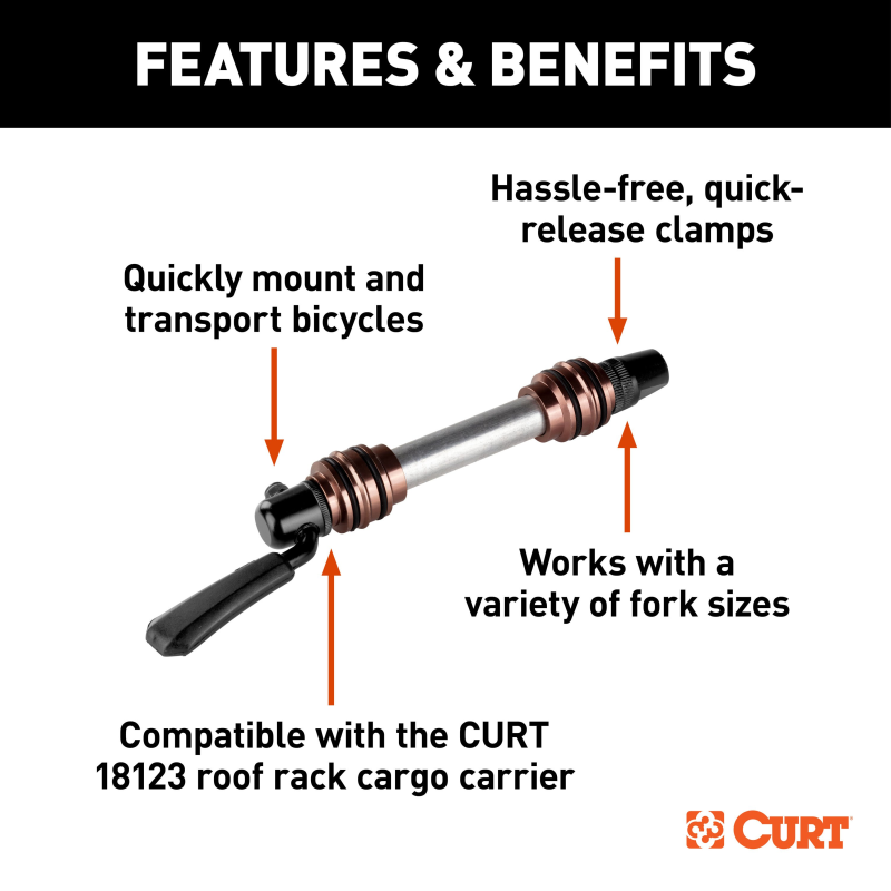 CURT Quick-release Bike Mount Accessory for Model 18123 Roof Rack Model 18125