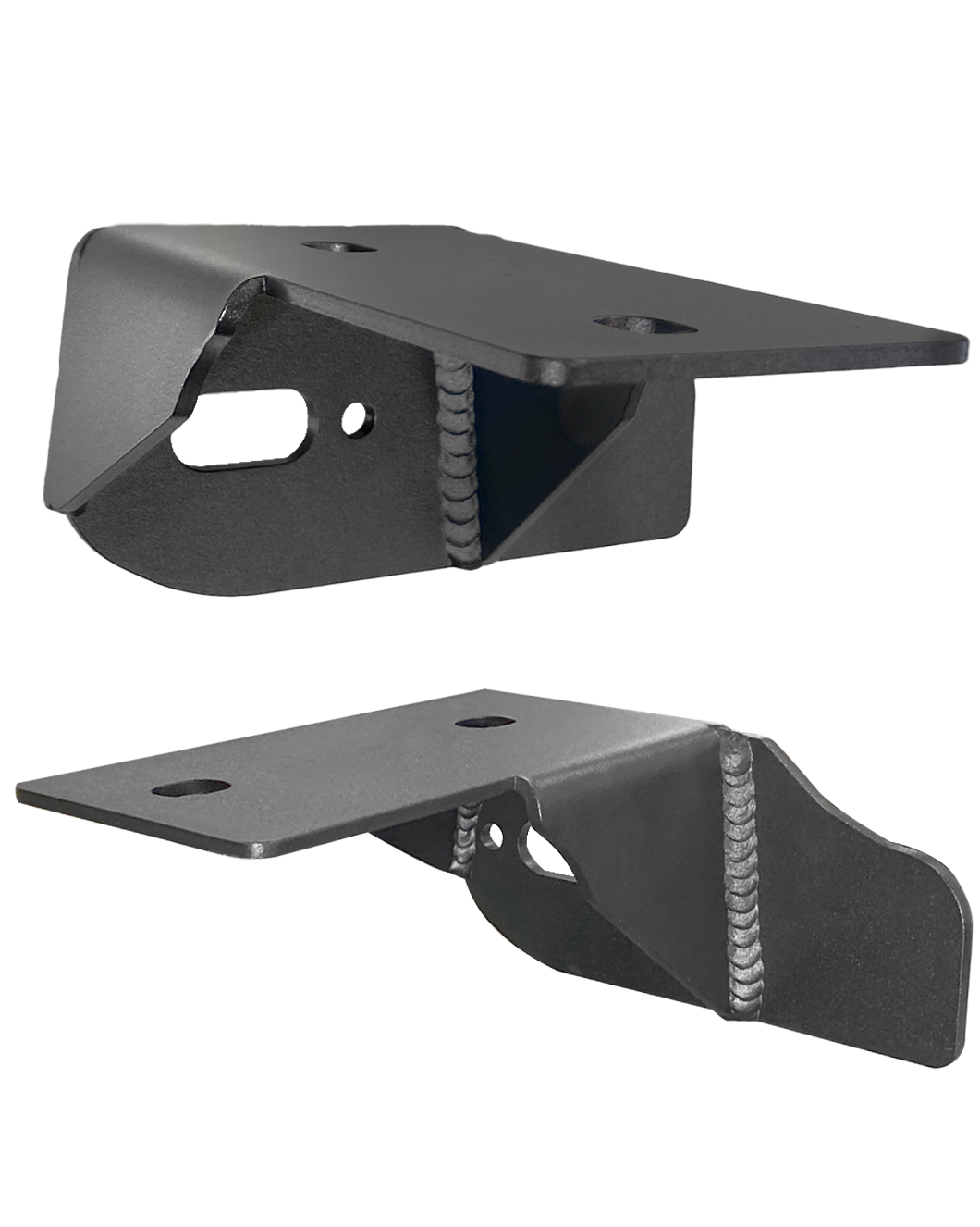 Reinforcement brackets for the rear pivot of 2021 and newer Bronco lower arms, designed for enhanced durability and support.