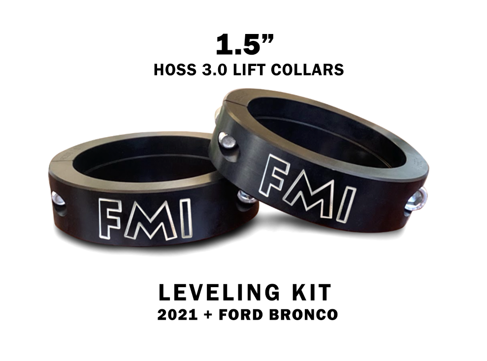 HOSS 3.0 Spring Collar Lift Kit for 2021+ Ford Bronco, offering 1.5", 2", and 2.5" lift options. Durable and reliable design.