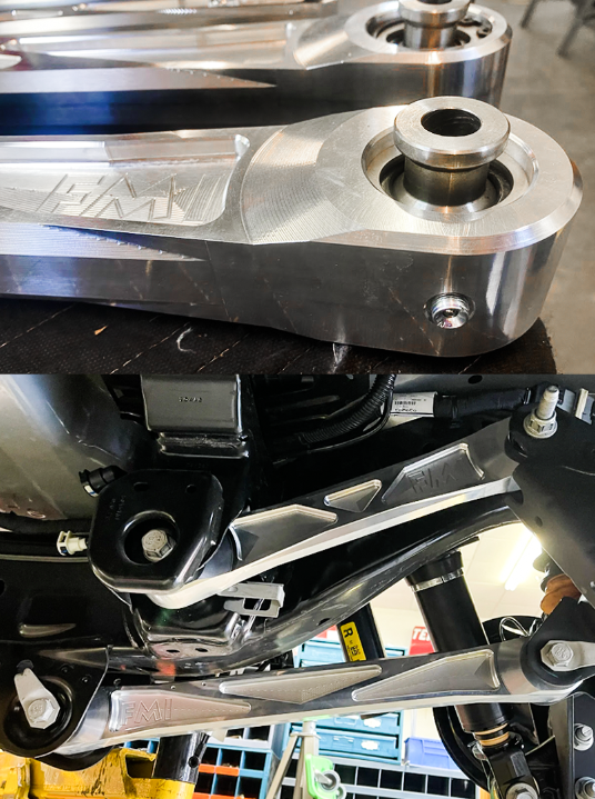 Billet aluminum rear suspension arms for 2022 Bronco Raptor featuring ultra-flex joints for enhanced performance.