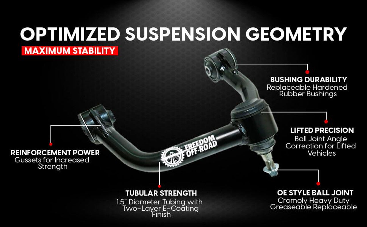 Freedom Offroad Front Upper Control Arms for 2-4 Inch Lift - Balljoint - 01-07 Sequoia/00-06 Tundra