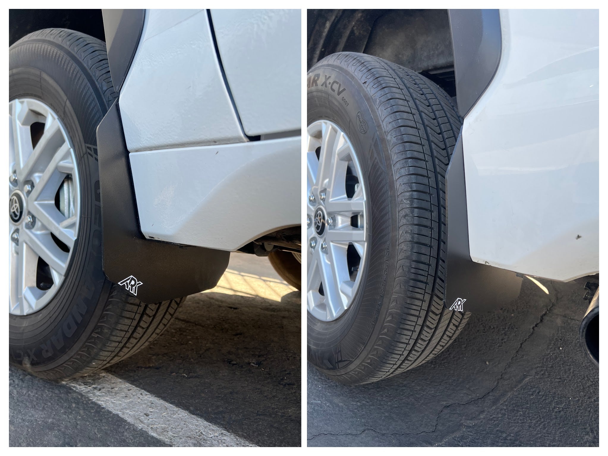 2022+ Toyota Tundra TriXPoly Mid Mud Flaps installed on a truck, showcasing durable protection and sleek design.