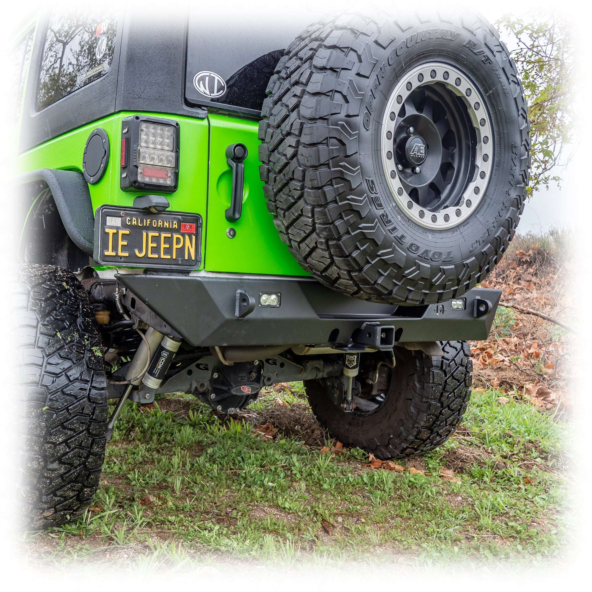 Angled Rear Bumper with LED Pod Lights and Hitch Receiver for Jeep Wrangler JK